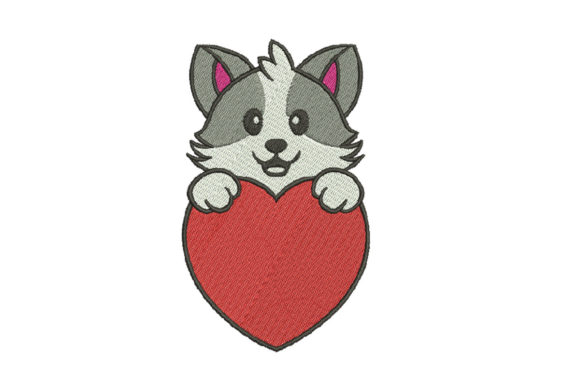 Cute Cat Holding a Big Red Heart Embroidery Review