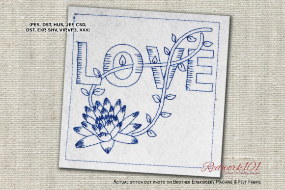 Lotus Flower Valentine Love Redwork Review