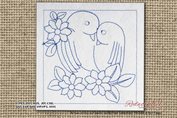 Lover Birds Redwork Embroidery Review